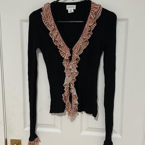Find Me Now Free People Super soft Rib Sweater Frill Cardigan size M